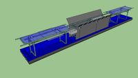 stretcher conveyor system with waster water basin