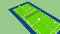 Badminton Court With Players