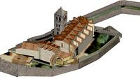 EGLISE SAINTE-JUSTE-SAINTE RUFFINE avec des REMPARTS ,PRATS DE MOLLO .