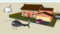 simpson house ,cars and helicopter