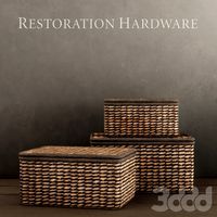 RH/ SEAGRASS STORAGE BOXES CHOCOLATE