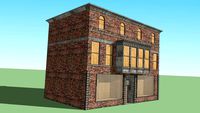 Red brick dilapidated shop building