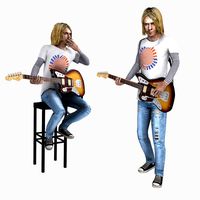 Kurt Cobain With Guitar Rigged3d model