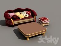 Sofa + table + Ottoman of pillows
