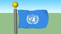 United Nations Flag with Flagpole