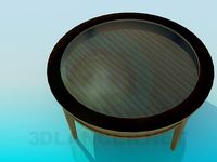 3D Model Wooden table with glass tabletop
