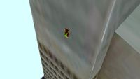 Froggy riding a Toboggan down the Transamerica Pyramid