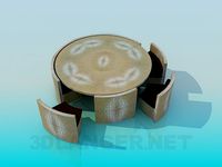 3D Model Table with pull-out chairs