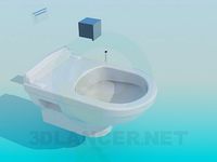 3D Model Toilet with flushing box integrated in wall
