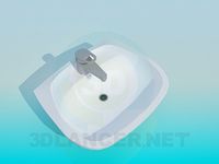 3D Model Wash-basin with mixing tap