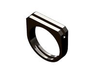 2 Bar flat top rectangular signet ring | 3D