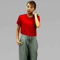 A Cool Young Woman Walking Along In Half Body Portrait