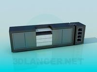 3D Model Long stand-TV