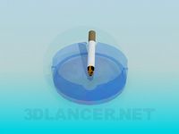 3D Model Ashtray with cigarette