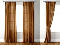 Country Solid Kahki Linen Cuirtains