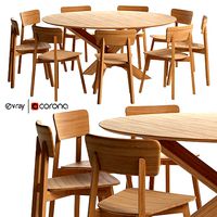 Oak Casale dining chair with Mikado round table