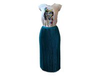 Stylish Designer Set of Accordian Skirt and Graphic T-Shirt