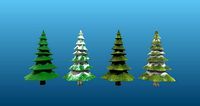 Low poly Snowy Spruce Tree Game Asset with 4 diffrent Textures