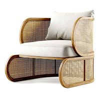 Wooden rattan lounge chair C21 Butterfly