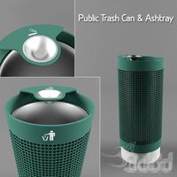 Public Trash Can & Ashtray