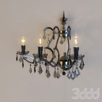 19TH C. ROCOCO IRON & SMOKE CRYSTAL SCONCE 18"