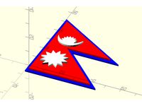 OpenSCADvent day 13 - the flag of Nepal by spacebuck