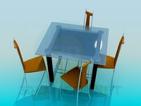 3D Model Table with chairs in the art nouveau style