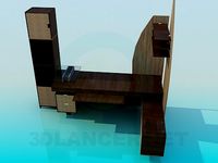 3D Model Work table with cupboard