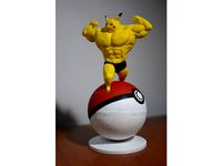Magnetic Pokeball Stand for Ultra Swole Pikachu by nyop