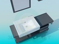 3D Model Rectangular washbasin on the cabinet