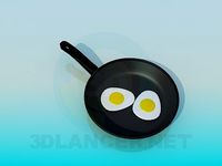 3D Model Pan with fried eggs