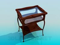 3D Model Wooden coffee table with glass tabletop