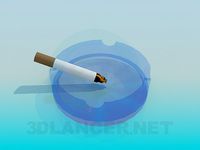 3D Model Ashtray with cigarette