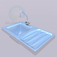 3D Model Kitchen sink with mixer