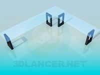 3D Model Narrow angle table with glass tabletop
