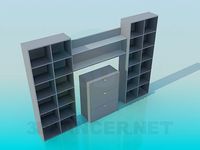 3D Model Shelves for books with the sideboard at the center