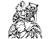 Rocket and Groot stencil 2 by Longquang