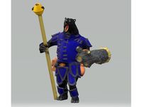 Belloo the Black, Defender of the Honey Hole - Bearfolk Druid with Staff of the Honey Hive and Log Shield by sleyvas