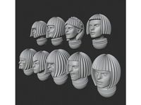Nun heads with neurotic hair styles - printable by GRAYGAWR