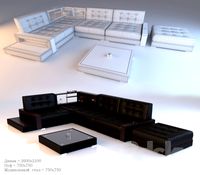 Sofa, pouf, coffee table