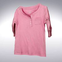Women's 3/4 Sleeve Top Pink Cotton With Breast Pocket - 3D Scanned