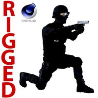 SWAT Man Asian Rigged for Cinema 4D 3D Model
