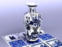 DUTCH DELFT VASE AND PORCLAIN TILES