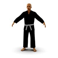 Japanese Karate Fighter Black Suit 3D Model