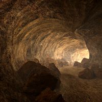 Cave With Tunnel And Rocks