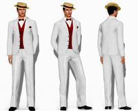 Men's Gatsby Full Stripe Formal Suit Hat and Shoes