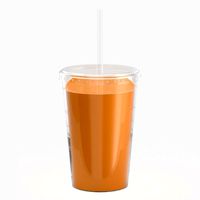 Plastic coffee cup with juice milkshake with straw