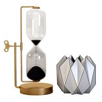 Timeless Brass And Iron Hourglass with Geometric Vases Centerpiece