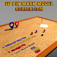 3D Model Pin Set with Cork Board