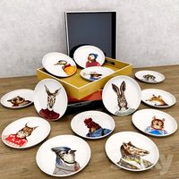 Lacquer trays and dapper animal plates